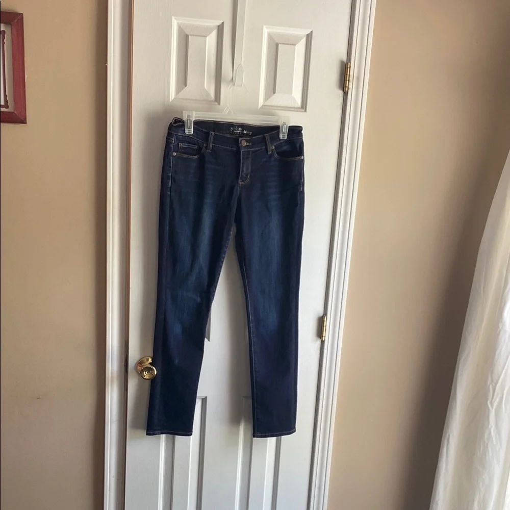 Blue Skinny Jeans Soho NY & Co Size 6 Dark Wash and Subtle Fading Relaxed Fit